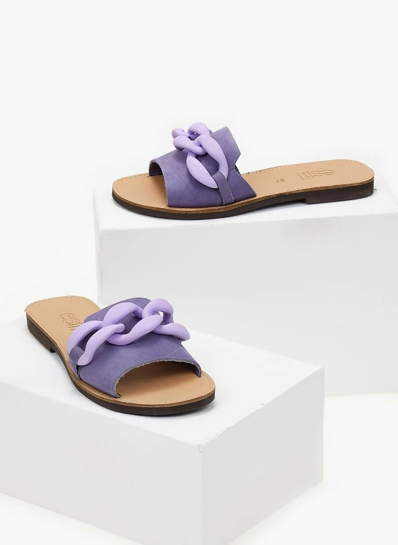 Σανδάλια Nubuck Estil με ματ κοκάλινη αλυσίδα - Λιλά 7 Σανδάλια Nubuck Estil με ματ κοκάλινη αλυσίδα - Λιλά - Image 5