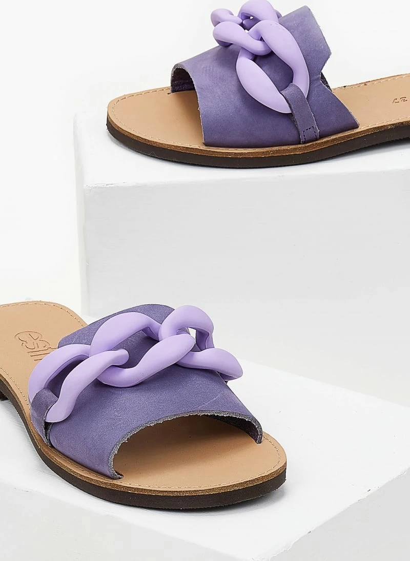 Σανδάλια Nubuck Estil με ματ κοκάλινη αλυσίδα - Λιλά 8 Σανδάλια Nubuck Estil με ματ κοκάλινη αλυσίδα - Λιλά - Image 6
