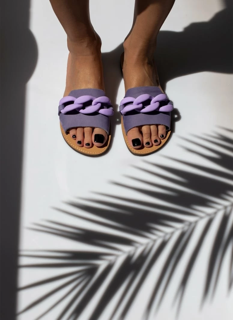 Σανδάλια Nubuck Estil με ματ κοκάλινη αλυσίδα - Λιλά 6 Σανδάλια Nubuck Estil με ματ κοκάλινη αλυσίδα - Λιλά - Image 4