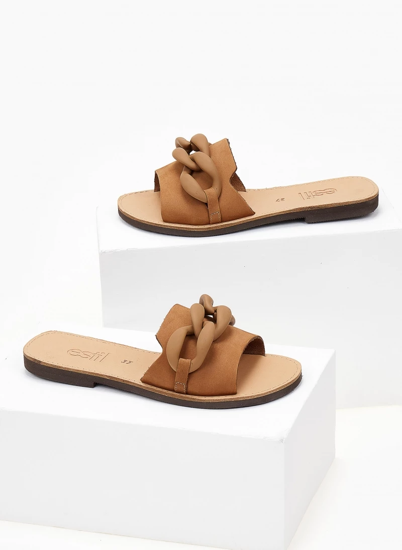 Σανδάλια Nubuck Estil με ματ κοκάλινη αλυσίδα - Πούρο 5 Σανδάλια Nubuck Estil με ματ κοκάλινη αλυσίδα - Πούρο - Image 3