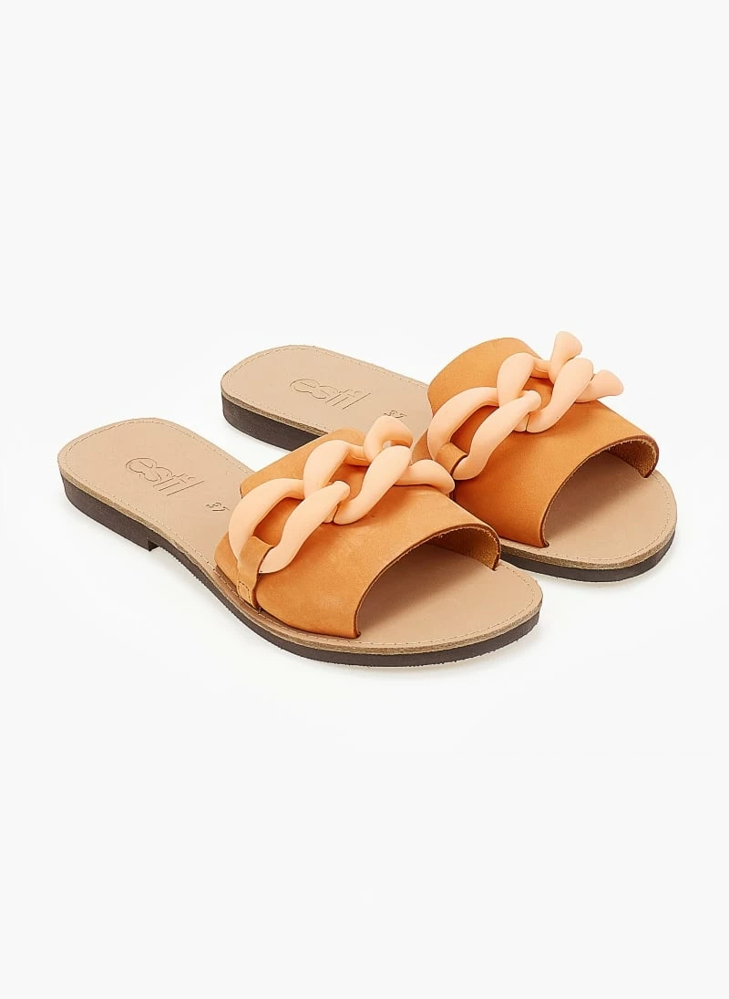 Σανδάλια Nubuck Estil με ματ κοκάλινη αλυσίδα - Πορτοκαλί 8 Σανδάλια Nubuck Estil με ματ κοκάλινη αλυσίδα - Πορτοκαλί - Image 6