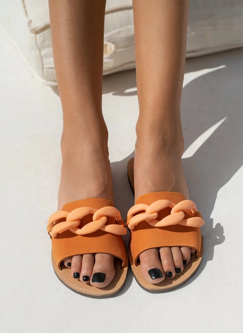 Σανδάλια Nubuck Estil με ματ κοκάλινη αλυσίδα - Πορτοκαλί 3 Σανδάλια Nubuck Estil με ματ κοκάλινη αλυσίδα - Πορτοκαλί