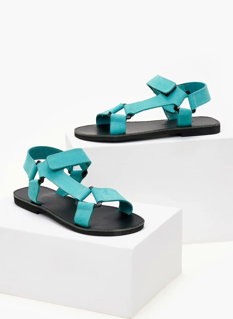 Σανδάλια Nubuck Estil με Velcro - Petrol 5 Σανδάλια Nubuck Estil με Velcro - Petrol - Image 3