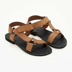 Σανδάλια Nubuck Estil με Velcro - Κάμελ -Σανδάλια κατάστημα sandalia nubuck estil me velcro 103129 ej9s