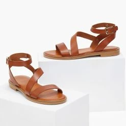 Σανδάλια TFP δερμάτινα με δέσιμο στον αστράγαλο - Ταμπά -Σανδάλια κατάστημα sandalia tfp dermatina me desimo ston astragalo 101258 01t3