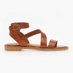 Σανδάλια TFP δερμάτινα με δέσιμο στον αστράγαλο - Ταμπά -Σανδάλια κατάστημα sandalia tfp dermatina me desimo ston astragalo 101258 3g4d