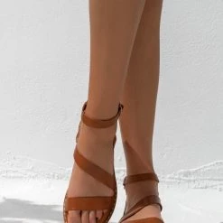 Σανδάλια TFP δερμάτινα με δέσιμο στον αστράγαλο - Ταμπά -Σανδάλια κατάστημα sandalia tfp dermatina me desimo ston astragalo 101258 7php