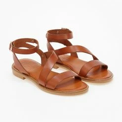 Σανδάλια TFP δερμάτινα με δέσιμο στον αστράγαλο - Ταμπά -Σανδάλια κατάστημα sandalia tfp dermatina me desimo ston astragalo 101258 p4x3