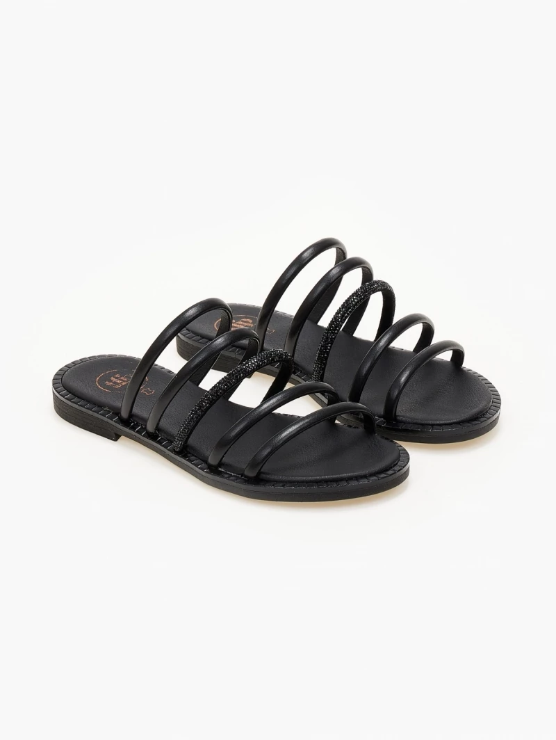 Σανδάλια TFP με λουράκια και Strass - Μαύρο 4 Σανδάλια TFP με λουράκια και Strass - Μαύρο - Image 2