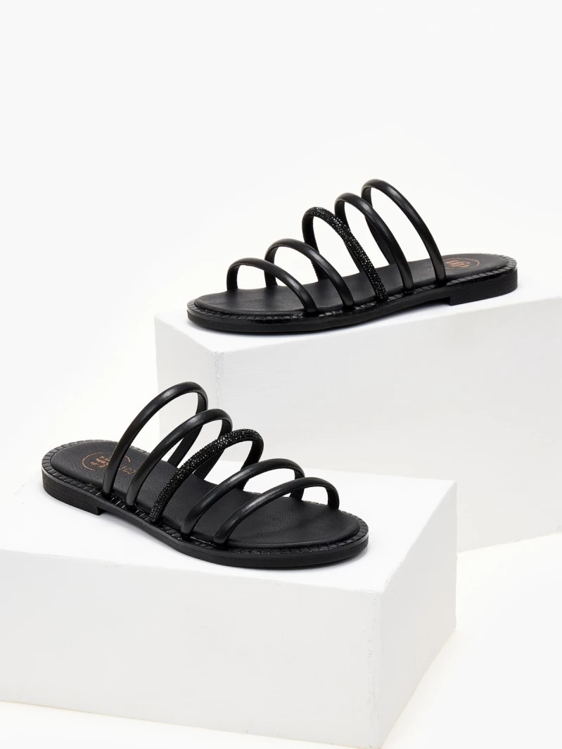 Σανδάλια TFP με λουράκια και Strass - Μαύρο 6 Σανδάλια TFP με λουράκια και Strass - Μαύρο - Image 4