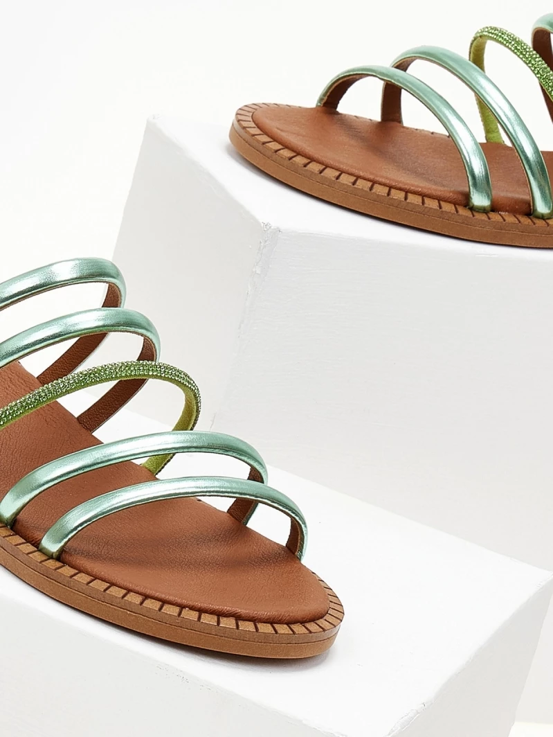 Σανδάλια TFP με λουράκια και Strass - Πράσινο 5 Σανδάλια TFP με λουράκια και Strass - Πράσινο - Image 3