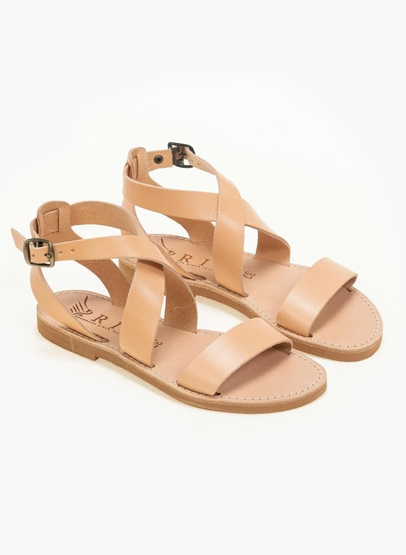 IRIS Πέδιλα ίσια χειροποίητα δερμάτινα - Φυσικό 4 IRIS Πέδιλα ίσια χειροποίητα δερμάτινα - Φυσικό - Image 2