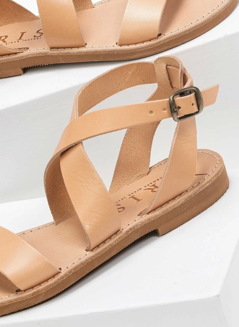 IRIS Πέδιλα ίσια χειροποίητα δερμάτινα - Φυσικό 7 IRIS Πέδιλα ίσια χειροποίητα δερμάτινα - Φυσικό - Image 5