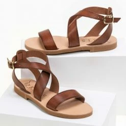 IRIS Πέδιλα ίσια χειροποίητα δερμάτινα - Καφέ 10 IRIS Πέδιλα ίσια χειροποίητα δερμάτινα - Καφέ -Σανδάλια κατάστημα xeiropoiita dermatina isia pedila 90691 68ye