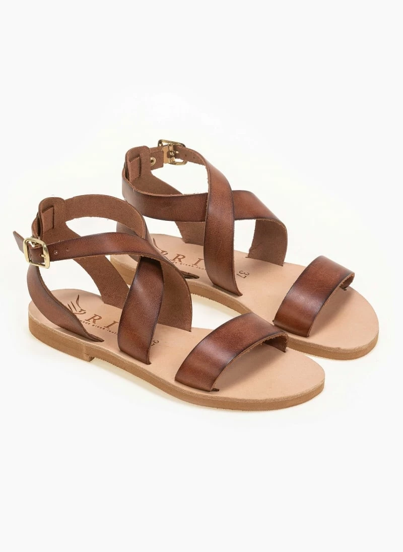 IRIS Πέδιλα ίσια χειροποίητα δερμάτινα - Καφέ 7 IRIS Πέδιλα ίσια χειροποίητα δερμάτινα - Καφέ - Image 5